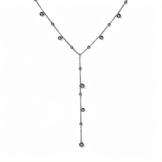 Collier Y Argent Perlé