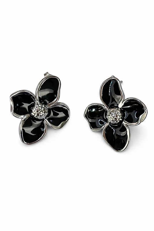 Boucles d'oreilles Flora Noire
